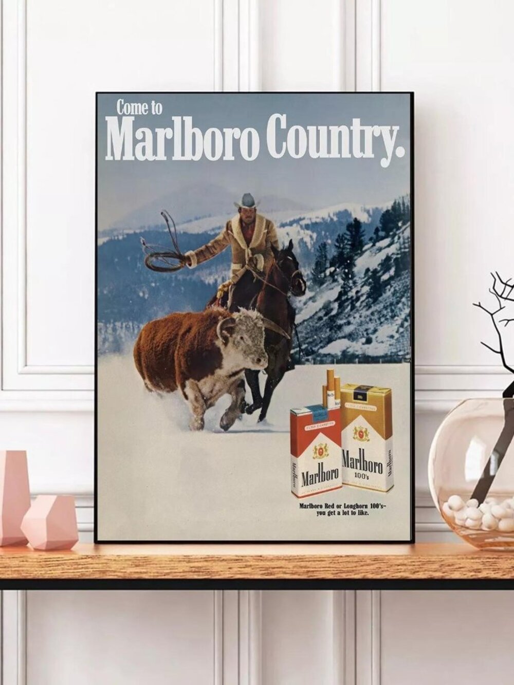 Marlboro Magazine Snowy Cowboy Ad, Matte Poster